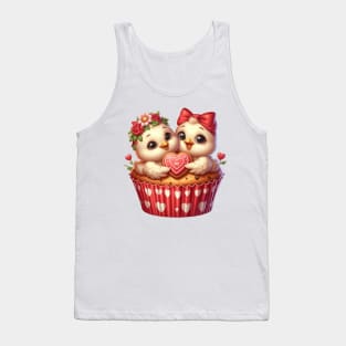 Valentine Bird Couple In A Cupcake Tank Top